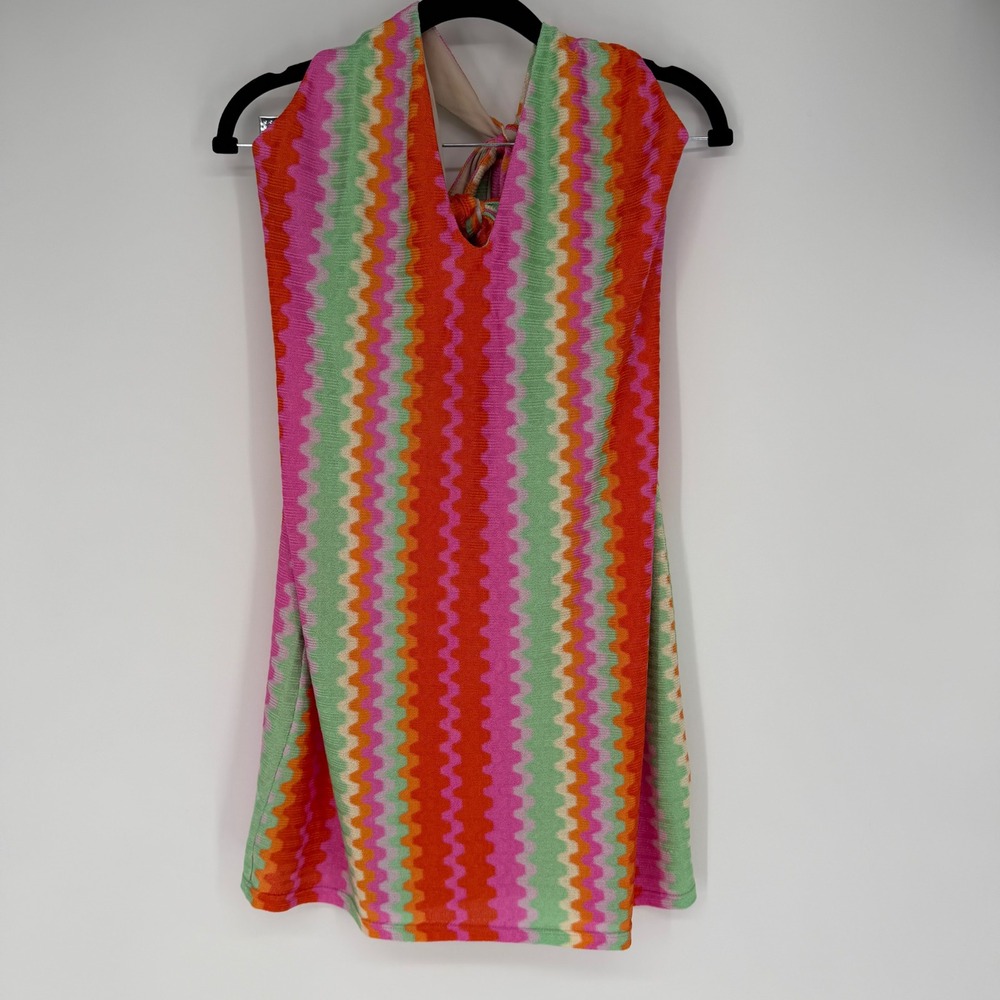 SHOW ME YOUR MUMU KATE HALTER MINI DRESS CABO GROOVY KNIT XL BEACH BOHO COVER-UP